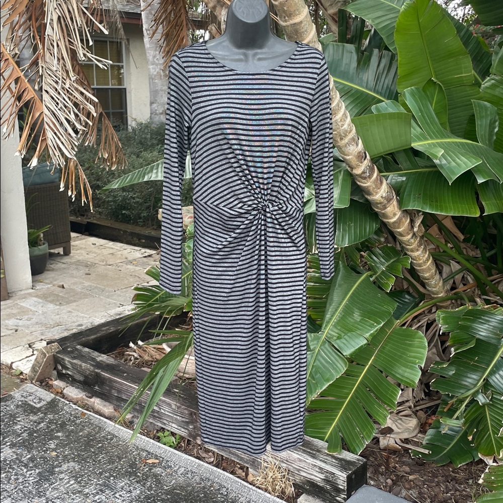 Gap, silver, and black striped knit dress